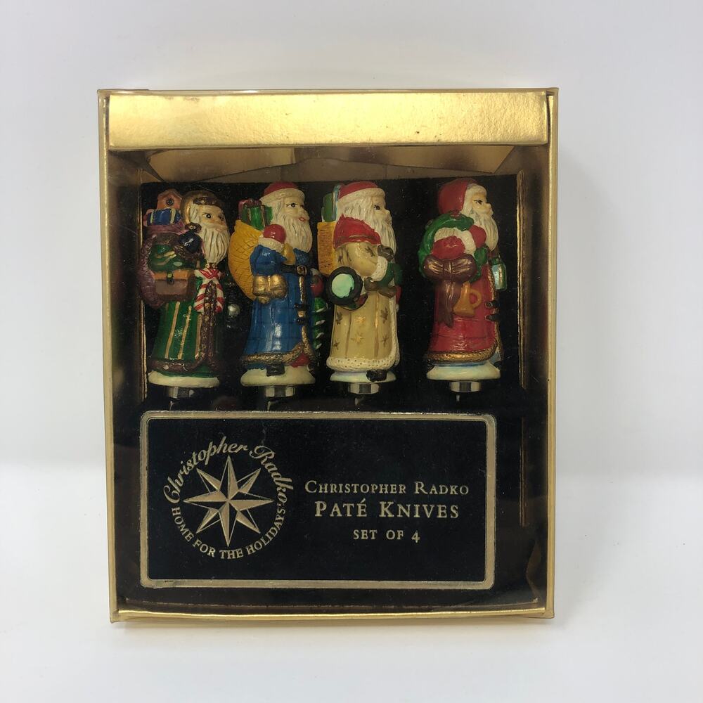 Christmas Holiday Christopher Radko Pate Knives Santas  Set of 4